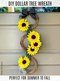 Once you have your supplies, putting this one together is really fast and easy. Diy Dollar Tree Sunflower Wreath Average But Inspired Summer Wreath Diy Sunflower Wreath Diy Dollar Tree Crafts
