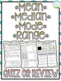 A Free Four Page Quiz Or Review On Mean Median Mode And Range I Have Included A Range Of Questions Mean Median And Mode Middle School Math Math Curriculum