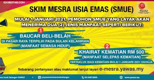 Bermula 1 oktober 2008, pemohon hendaklah mendapatkan borang mesra usia emas di pusat khidmat dewan undangan negeri (dun) di kawasan pemohon tinggal. Mohon Skim Mesra Usia Emas Smue 2 0 Baucer Shopping Rm100 Untuk Warga Emas Oku Edu Bestari