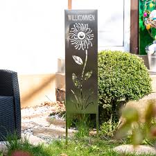 Wunderschöne rost deko bequem und sicher online bestellen! Steckschild Edelstahl Willkommen Gartendekoration Mit Spruch Gartenschild Garten Deko Gartenstecker