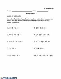 Two fun, yet challenging order of operations worksheets with answer keys! Order Of Operations Worksheets And Online Exercises