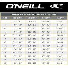 Wetsuit Size Chart Guide H2o Sports