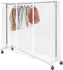 Clothes rack made from pvc pipe. Buy Greenstell Clothes Rack With Cover Tube Bracket Industrial Pipe Z Base Clothing Garment Rack On Wheels With Brakes Heavy Duty Sturdy Square Tube Garment Rack White 59x24x68 Inch Online In