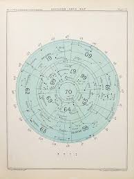 Antique Astronomy Print Circular Celestial Star Chart