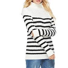 Black And White Striped Sweater Women S Womens Slim Fit Turtle Neck Striped Sweater Black And White Olio71 Sweaters Striped Striped Blackandwhite Sweatersforwomen Womens Stripes Women Striped