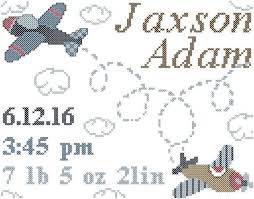 Instant download airplane cross stitch pattern 3 colour combinations aeroplane red blue yellow gray green brown wall cushions gift aircraft. Airplane Baby Birth Record Cross Stitch Pattern Punto De Cruz Angelitos Punto De Cruz Patrones Punto De Cruz Bebe Sabanas