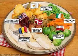 Eat dinner which is roast turkey with mashed potatoes and country gravy that's thick like what you get at americans are notorious for excessive advertising and gluttony, but we still have an official line for the i love this comparison of us vs uk christmas traditions! Most Christmas Roast Ingredients Come From Overseas Daily Mail Online