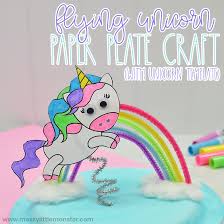 flying unicorn paper plate craft unicorn template included messy little monster