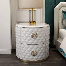 Having a nightstand is a must for most bedrooms. Black Gold Round Nightstand With 2 Drawer Faux Marble Top Round Nightstand Faux Marble Marble Top