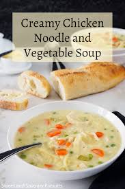 Creamy Chicken Noodle And Vegetable Soup Recipe In 2020 Creamy Chicken Roast Chicken Leftovers Vegetable Soup With Chicken