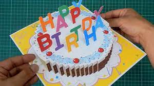 Cut two pieces of 4.5x4.5cm, 3.5x3.5cm and 2x2cm decorative paper and adhere to the six sides of the cake tiers. Diy 3d Happy Birthday Cake Card Popup Card Tutorial Latest Collection Of Happy Birthday Wishes