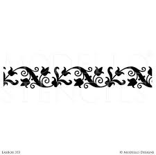 Easbor353 Roses Drawing Stencils Painted Feature Wall