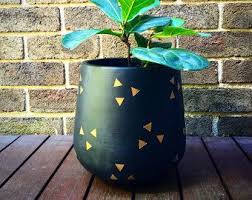 Black And Gold Design For Pots Hand Painted Lightweight Plant Pot Blush Pink Black Gold Painted Plant Pots Potted Plants Flower Pot Design