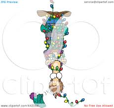 Polish your personal project or design with these reindeer transparent png images, make it even more personalized and more attractive. Royalty Free Rf Clip Art Illustration Of A Cartoon Man Hanging Upside Down And Tangled In Christmas Lights By Toonaday 442058