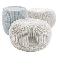 Get free shipping on qualified keter outdoor side tables or buy online pick up in store today in the outdoors department. Urban Cozy 3pc Knit Patio Poufs And Table White Gray Keter Outdoor Pouf Patio Furniture Sets Conversation Set Patio