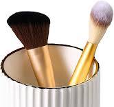 IEEK Makeup Brush holder Organizer,Glass Cosmetic Makeup Brush Cup Ceramics  Brushes Storage Holder,White and Gold Modern Make Up Brush Cup Pen Pencil  ...