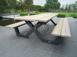 Gescova Azur Bonucci Picknick Tafel Bank Picknicktafel Picknickbank Aluminium Charcoal Carbone Blad In Recycled T Picknicktafel Tuintafels Pallet Tuinmeubilair