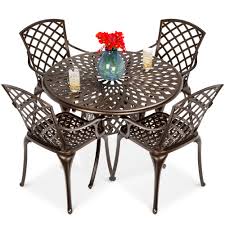 But aluminum does require some care if you wish for it to last as long as possible. Best Choice Products 5 Piece All Weather Cast Aluminum Patio Dining Set W Chairs Umbrella Hole Lattice Weave Design Walmart Com Walmart Com