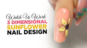 Nail summer basic nails simple nails solid color nails. Watch Us Work 3d Sunflower Nail Design Acrylic Nails Youtube