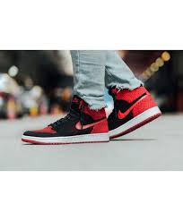 Nike Air Jordan 1 High Flyknit Banned White Black Red Trainer Uk Cheap Nike Air Max Nike Clearance Red Trainers