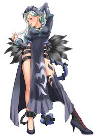 jing mian tu, yamai chuu, dark priest, monster girl encyclopedia, silver  hair, absurdres, highres, 1girl, belt, blush, breasts, chain, cleavage,  cleavage cutout, clothing cutout, demon girl, demon tail, dress, feathers,  female focus,