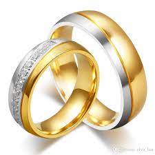 2021 Wholesale Couple Wedding Ring Titanium Stainless Steel Love Men Ring Micro Insert Cubic Zirconia Ip 18k Gold Filled Mens Diamond Rings From Elva Lau 2 4 Gold Plated Wedding Band Wedding Rings