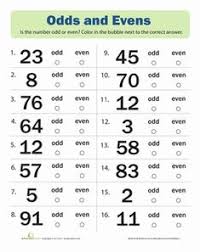 Odds And Evens Worksheet Education Com Math Addition Worksheets First Grade Math Worksheets Math Practice Worksheets