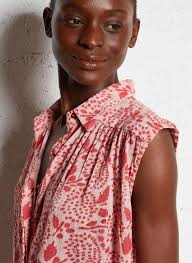 Cotton shirt collar blouse