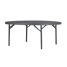 Table ronde pliante table carrée pliante table rectangle pliante table pliante de réception table pliante de réunion table pliante de buffet tables pliantes en malettes ensemble table + bancs. Table Pliante Ronde En Plastique Et Metal Gris Fonce Planet 4 Pieds Com