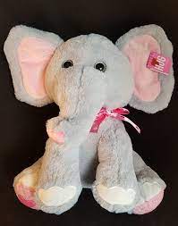 Kellytoy Gray Pink Elephant Plush Stuffed Animal Hearts14 5 36 8cm Baby Room Kellytoy Elephant Plush Plush Stuffed Animals Plush Animals