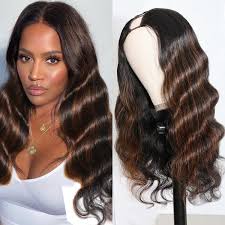 Shop cheap human hair wigs with the best wig dealer at juliahair.com today! Beautyforever 200 Density U Part Wig Black Hair With Brown Highlights Body Wave Wig Human Hair 2x4 Opening Size