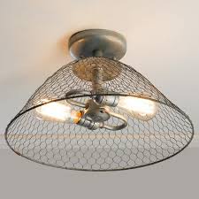 Rustic Chicken Wire Dome Ceiling Light Ceiling Lights Rustic Ceiling Lights Flush Mount Ceiling Lights