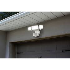 Shop Utilitech Pro 240 Degree 3 Head Dual Detection Zone White Led Motion Activated Flood Light With Time Flood Lights Lowes Home Improvements Home Improvement