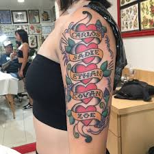 Traditional tattoos are an excellent way to go in case you always wanted to get sleeve tattoos, but since traditional tattoos look cool even when they are not fully finished, they work perfectly as a. American Traditional Heart And Banner Tattoo Dallas Tattoo Shop