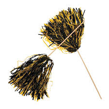 Black And Gold Cheerleading Pom Poms Black Yellow Two Tone Spirit Cheer Pom Poms 24 Pc Oriental Trading Cheer Pom Poms Black Gold Party Pom Pom
