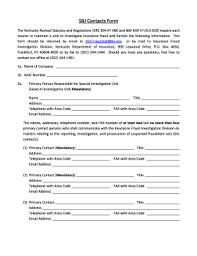 The primary function of the siu is to deter, detect, investigate, report and ultimately reduce insurance fraud. Fillable Online Siu Contacts Form Kentucky Department Of Insurance Fax Email Print Pdffiller