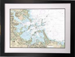 Framed Boston Harbor Nautical Chart