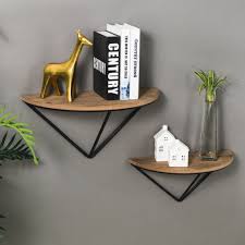 Great savings & free delivery / collection on many items. Glitzhome Set Of 2 Firwood Metal Farmhouse Half Round Floating Wall Shelf Overstock 29591682