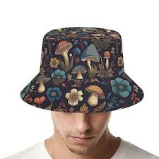 Unisex Embroidered Mushroom Bucket Hat, Cotton Sustainable Hat.summer,  Festival, Beach Bucket Hat. Gift Ideas for Mushroom Lovers