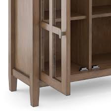 Offering generous storage for items such as cleaning. Best Buy Simpli Home Warm Shaker Solid Wood 32 Inch Wide Rustic Low Storage Cabinet In Rustic Natural Aged Brown Axcwsh14 Rnab