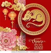 Happy Chinese New Year 2020 Rat Zodiac Sign Flower And Asian Elements With Gold Paper Happy Chinese New Year 2020 Chinese New Year Crafts Chinese New Year 2020