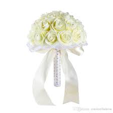 Beautiful Yellow White Blue Wedding Flowers Bridal Bouquets Handmade Artificial Rose Bridal Bouquets For Wedding Decoration Cpa1592 Church Wedding