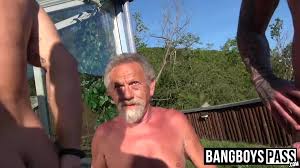 Threesome With Gay Horny Grandpa And Two Younger Studs - Gay Porn