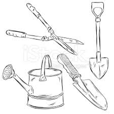 Detailed Drawings Of Gardening Tools Royalty Free Vector Art Illustration Garden Tools Garden Drawing Detailed Drawings