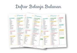 Padahal, ada banayk list perlengkapan rumah tangga pengantin baru yang harus disiapkan. Daftar Belanja Bulanan Dan Tips Hemat Belanja Free Printable Pdf