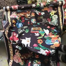 My Silk Fabric La Maison Des Chats In 140cm Wide Twill Is Now Arrived Available To Order And Shipping Worldwide Nathalie Lete Twill Silk Fabric