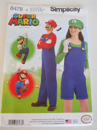 Super Mario Teen Adult Costumes Simplicity 8478 A XS-XL - Etsy