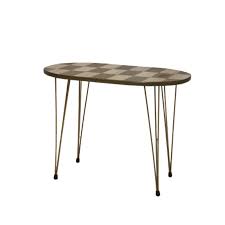 This is a cute small occasional side table originally oak but overpainted and untouched for some 50 years very ornate h50cm and 60cm across. Vintage Coffee Table Vintage Year 50 60 Formica Bicolor Foldable Design Addict Coffee Side Tables