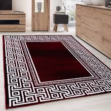 Dank pflegeleichter materialien sind unsere teppiche die idealen accessoires für. Teppich Modern Designer Geometrisch Bordure Versace Optik Schwarz Rot Weiss