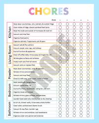 Chore Chart Chore Chart Printable Cleaning Checklist